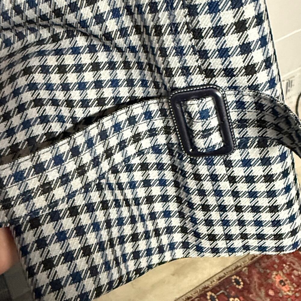 Vtg Harbor Master Trench Coat John Weitz Houndstooth Orlon Lined Jacket 44 Large - Picture 9 of 11